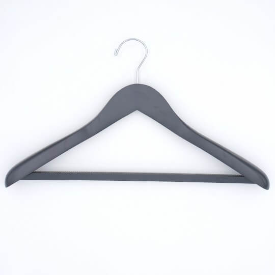 45cm Black Matt Wooden Suit Hanger Round Top Wholesale